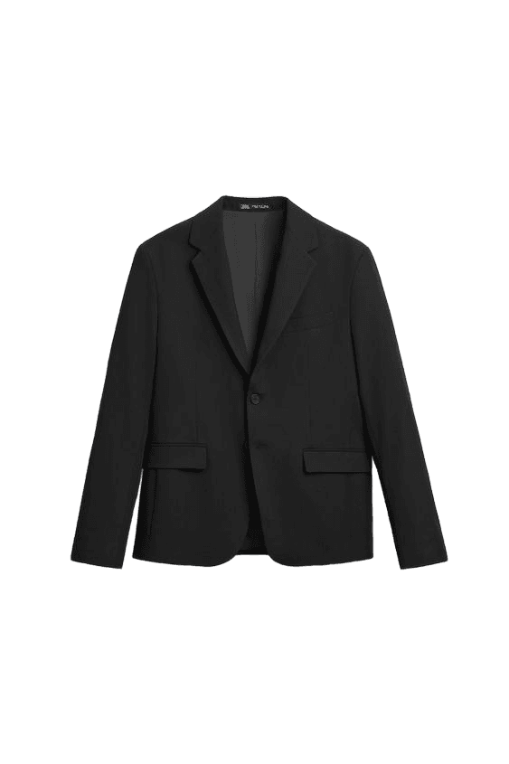 ZARA Suit Blazer Midnight Black Cotton